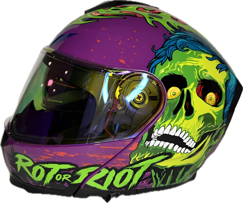 CASCO RODA REVENGE PRO RIOT XL ABATIBLE MICA MORADA CERT. DOT