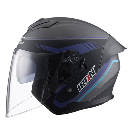 CASCO 3/4 ECE DOT IRON RACING BENJAMIN AZUL TALLA XL DOBLE MICA IR291