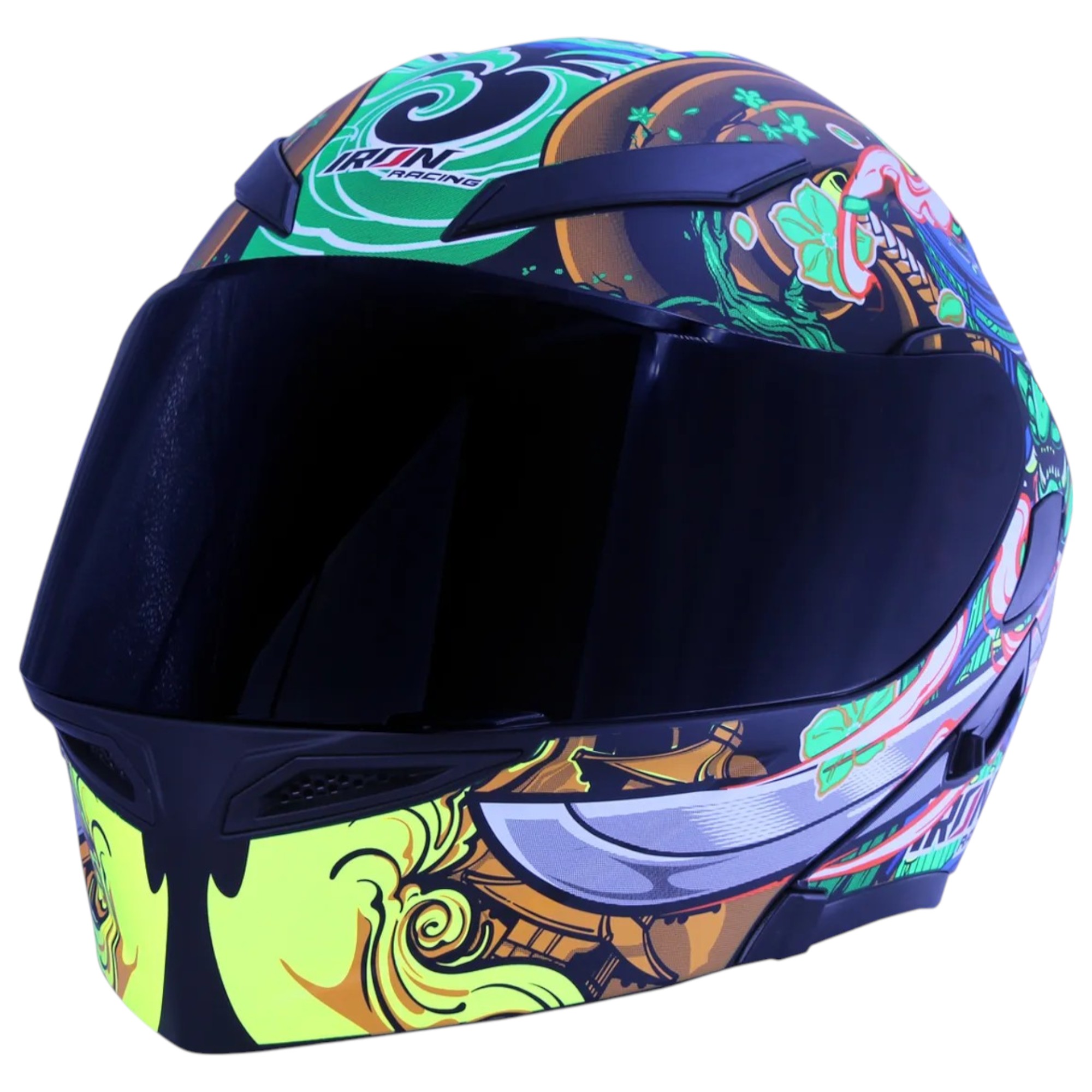 CASCO ABATIBLE IRON RACING HANSO AMARILLO TALLA XL IR-121 DOT