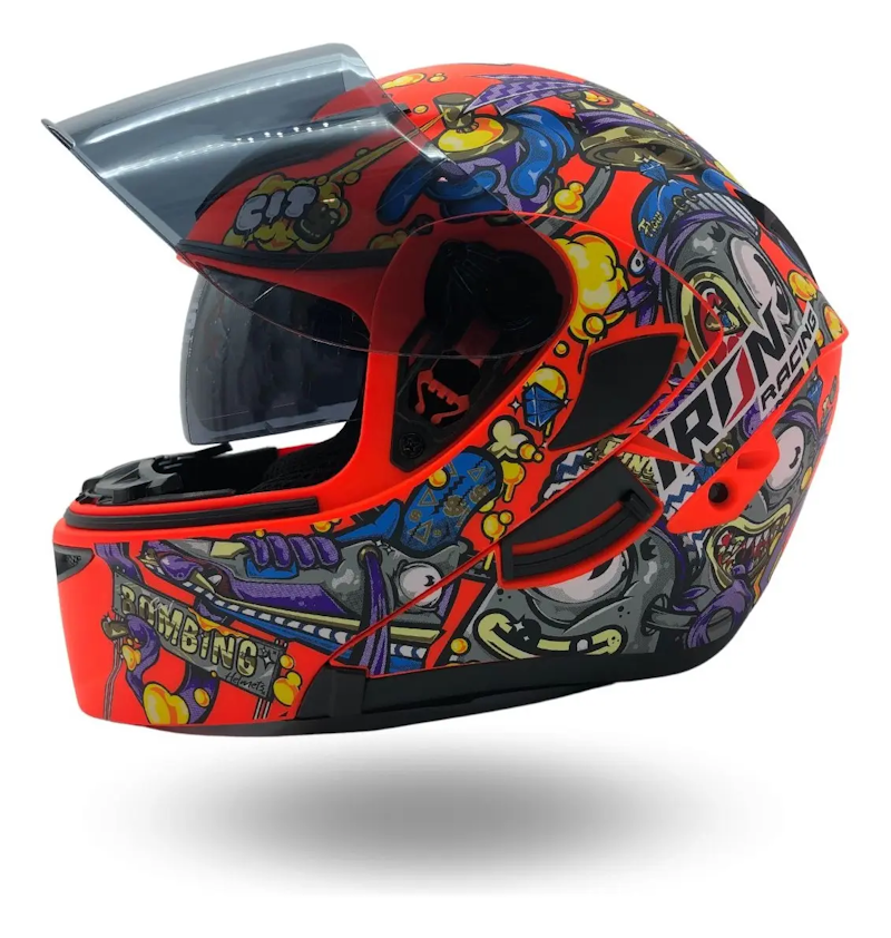 CASCO ABATIBLE IRON RACING STREET STYLE NARANJA TALLA M IR-121 DOT