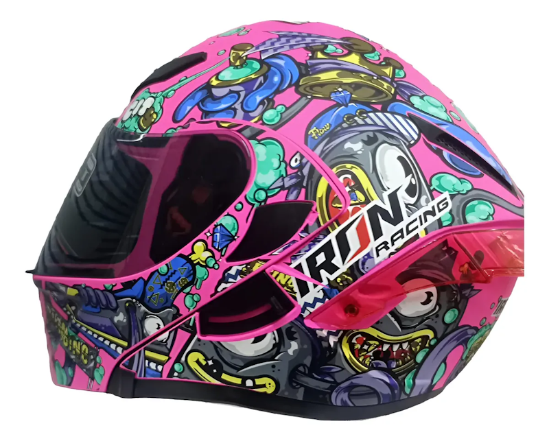 CASCO ABATIBLE IRON RACING STREET STYLE ROSA TALLA M IR-121 DOT