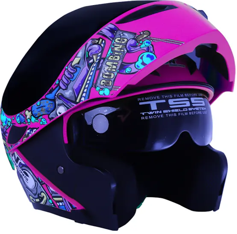 CASCO ABATIBLE IRON RACING STREET STYLE ROSA TALLA XL IR-121 DOT
