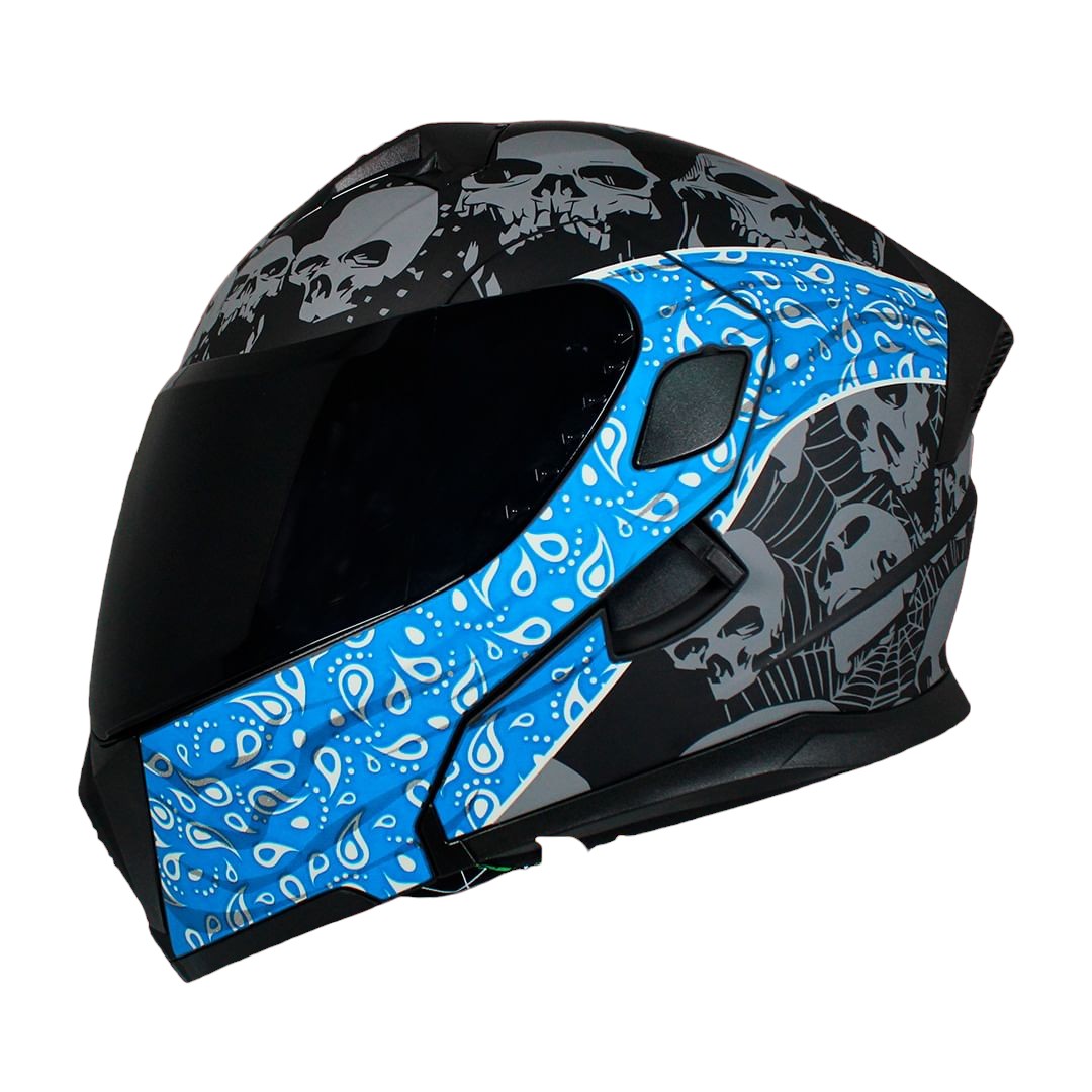 CASCO ABATIBLE HALF BANDIDO AZUL TALLA XL CERT. DOT CON LUZ