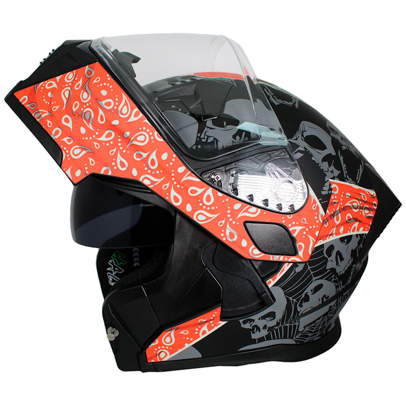CASCO ABATIBLE HALF BANDIDO ORANGE TALLA XL CERT. DOT CON LUZ