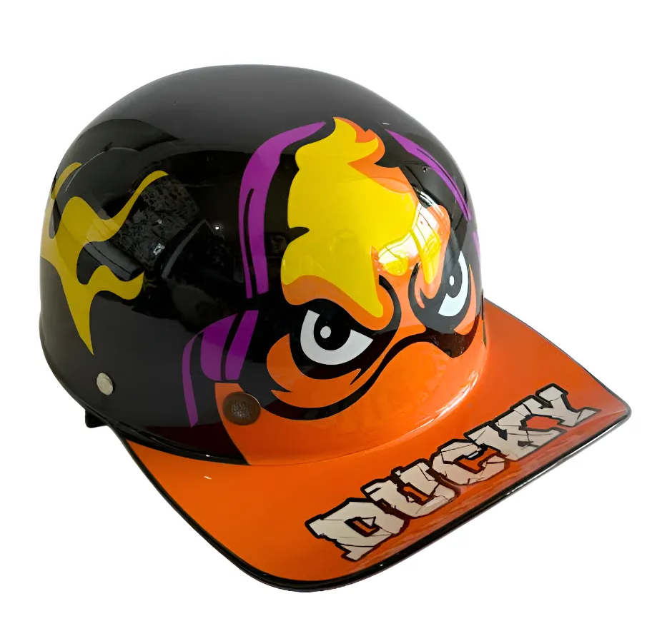 CASCO TIPO GORRA DUCKY XL NEGRO BRILLANTE C/GAFAS TRASERAS