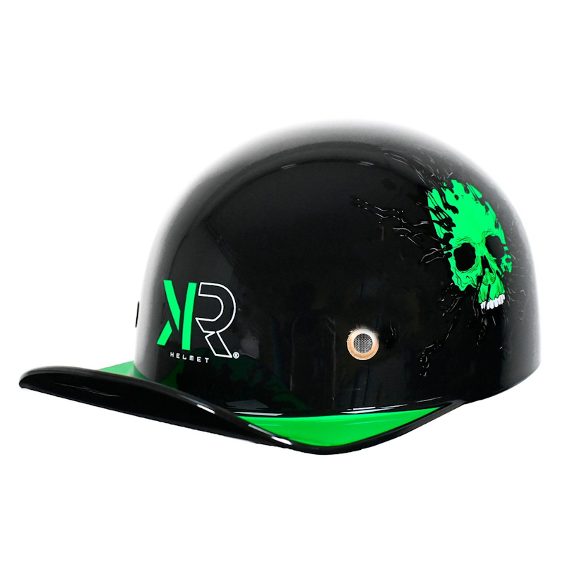 CASCO TIPO GORRA VENENO MED NEGRO/VERDE BRILLANTE C/GAFAS TRASERAS